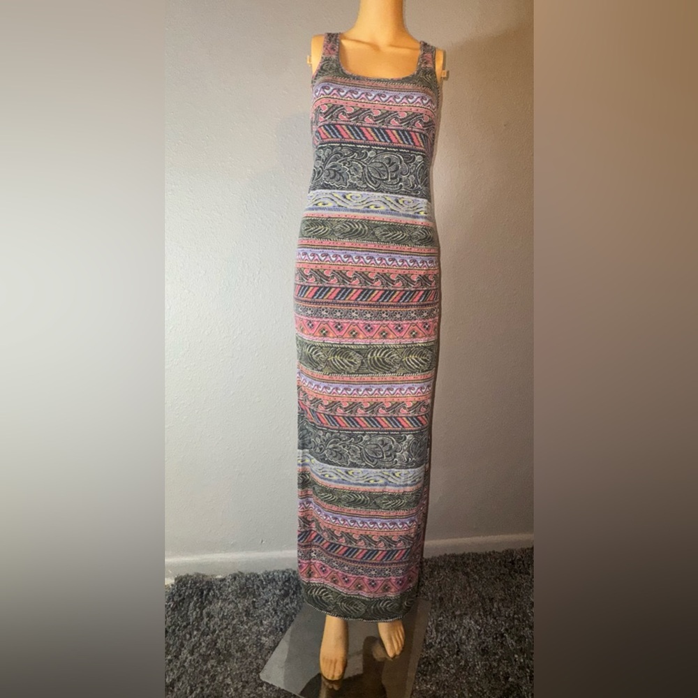 American Eagle Outfitters Pink and Gray Patterned Maxi Dress